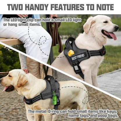 AUROTH Dog Harness and Leash Set, Soft Padded Service Dog Vest with 5.25FT Dog Leash, No Choke, Easy On Pet Vest, Adjustable Reflective No Pull Dog Harness for Large Dogs, Easy Walking and Training - color: Black, size: Large
