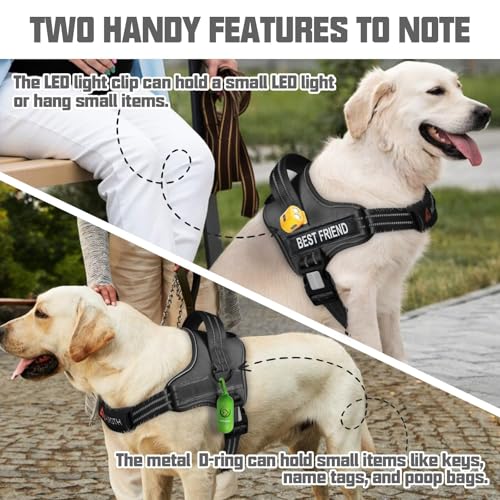 AUROTH Dog Harness and Leash Set, Soft Padded Service Dog Vest with 5.25FT Dog Leash, No Choke, Easy On Pet Vest, Adjustable Reflective No Pull Pet Vest Medium Sized Dog, Easy Walking and Training - color: Black, size: M(Neck:17.7"-24",Chest:23.6"-31.9")