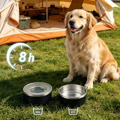 WENBOKMIN Stainless Steel Dog Water Bowl,Slow Dog Bowls with Non Slip Bottom, No Spill Detachable and Easy to Clean, Keep Xerosis Pilorum, 64oz, Black - color: Black