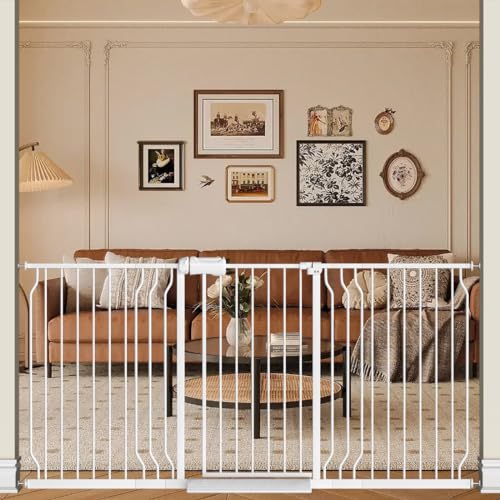 Baby Gate Extra Wide Fits 62.2"-71.65" Inch Opening - Dog Pet Gate for Doorways Stairs No Drilling Pressure Mounted - Large Child Safety Indoor Outdoor White - color: White, size: 62.2"-71.65"