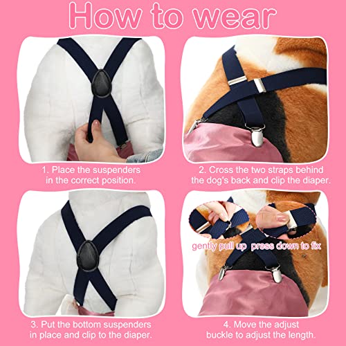 Sanwuta 4 Pieces Dog Diaper Suspenders Male Female Adjustable Pet Diaper Keeper Suspender for Dog Skirt Dress Pet Clothes, 4 Colors