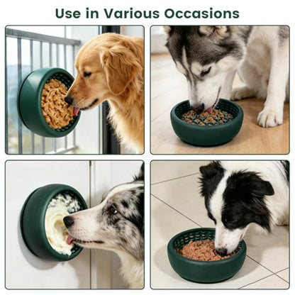 Dog Slow Feeder Licking Bowl,Anxiety Relief Treat Dispenser, Non-Slip Anti-chocking Pet Dish, Interactive Puzzle Toy for Mediuml Large Breed,Freezable BPA Free Silicone Dishwasher Safe - color: green, size: L