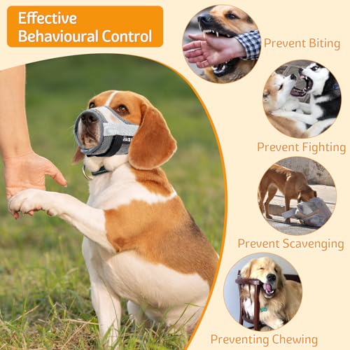 Coppthinktu Dog Muzzle - Soft Mesh Mouth Guard for Small, Medium, Large Dogs - Breathable, Adjustable Cover to Prevent Biting, Barking - Allows Panting, Drinking - size: M