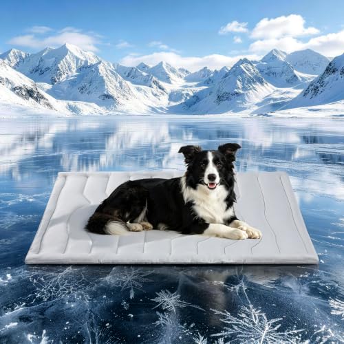 Dog Cooling Mat, Thick & Reversible Cooling Mat for Medium Dogs, Breathable Cool Fabric, Durable & Washable Pet Cooling Pad for Crate Kennel Car Travel, Outdoor & Indoor Use in Summer - size: Large(36" x 23")