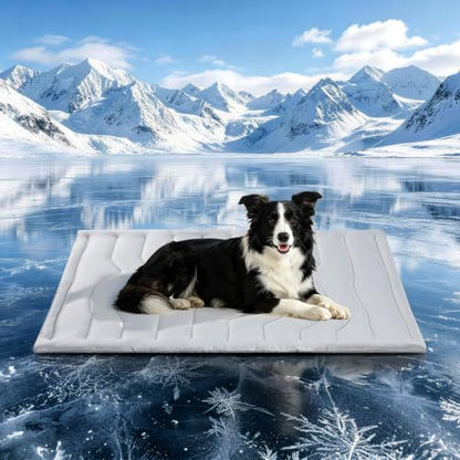 Dog Cooling Mat, Thick & Reversible Cooling Mat for Medium Dogs, Breathable Cool Fabric, Durable & Washable Pet Cooling Pad for Crate Kennel Car Travel, Outdoor & Indoor Use in Summer - size: Large(36" x 23")