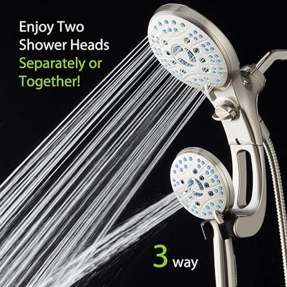 Hotel Spa AquaCare for California As-Seen-On-TV High Pressure Handheld Rain 50-mode 3-way Shower Head Combo with Adjustable Arm, Anti-clog Jets, Tub & Pet Power Wash, 6 ft. Hose, Nickel Finish - color: Satin Nickel, style: 1.8 Gallons Per Minute