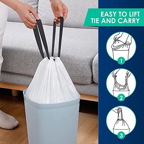 120 Counts 2.6 Gallon Small Drawstring Trash Bags Garbage Bags by RayPard, Small Strong Plastic Bags fit 7.5-10 Liter Trash Can for Home Office Kitchen Bathroom Bedroom, White Waste Basket Liners - style: 120-2.6 Gallon-White