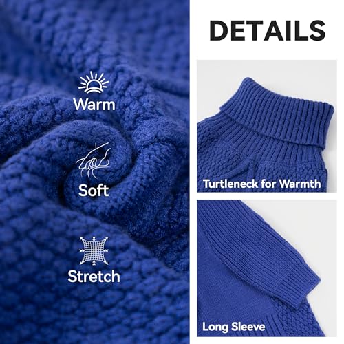 cyeollo Dog Sweater Pullover Turtleneck for Dogs, Classic Knitwear Fall Winter Cold Weather Doggie Clothes Warm Pet Apparel Small Medium Large Dog Sweaters, Royal Blue S - color: Blue, size: Small
