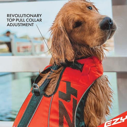 EzyDog DFD X2 Dog Life Jacket - Adjustable Swimming Safety Life Vest Preserver with Continuous Neck Flotation, Reflective Trim, & Grab Handle (Large, Pink) - color: Pink, size: L