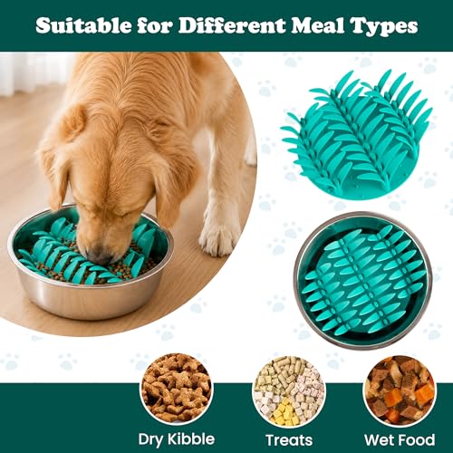 PEGGY11 Grass-Shaped Silicone Slow Feeder Insert for Dog Bowl | Upright grass-blade texture, Suction cup base, Food-grade material, Dishwasher-safe, Mealtime enrichment - size: 6.38'' x 6.38''