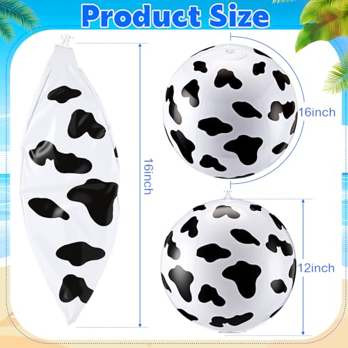 6 Pcs 12 Inch Inflatable Cow Print Beach Balls for Kids Farm Animal Birthday Party Favor Decorations Pool Toy PVC Beach Ball - style: Cow