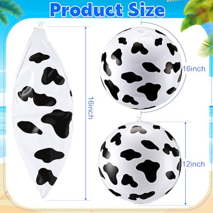 6 Pcs 12 Inch Inflatable Cow Print Beach Balls for Kids Farm Animal Birthday Party Favor Decorations Pool Toy PVC Beach Ball - style: Cow