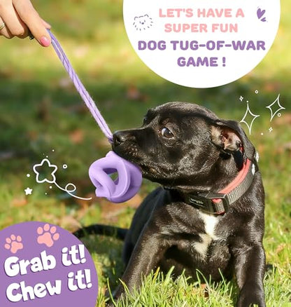 Natural Rubber Indestructible Dog Toys, Durable Dog Chew Toys for Aggressive Chewers - Interactive Dog Toy Balls for Anxiety Relief, Safe for Most Breeds, Fetch Training, 4", Purple - color: Purple