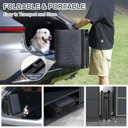 Upgraded Dog Ramp for Car 71" X-Long & 20" Wider Folding Dog Ramps for Large Dogs with Non-Slip Rug Surface Portable Dog Car Ramp for SUV Car & Truck, Outdoor Dog Ramp Up to 270 LBS - size: Upgraded 71" L x 20" W