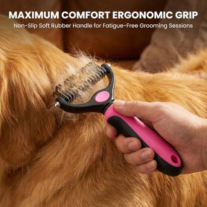 Sakerplus Pet Grooming Tool for Dogs & Cats, Professional Deshedding & Dematting Brush, Stainless Steel Undercoat Rake for Long & Short Hair Pets, Gentle Pet Hair Remover Comb (Blue,Large) - color: Blue,Large