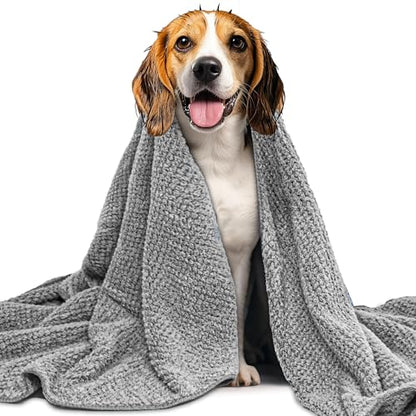 NVNAN Microfiber Dog Towel for Drying Dogs, 40 x 24 Inch Super Absorbent Pet Bath Towel, Soft Quick-Drying Grooming Towel for Small & Large Dogs, Cats, Puppies, Grey - color: Grey