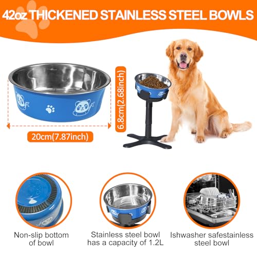 Dog Bowls Elevated Adjustable Stand, Raised Bowl with 3 Heights & Tilted Feeding Stand, Compatible with Various Bowls, for Medium & Large Breeds (with Bowl) Black - color: Elevated Dog Bowls
