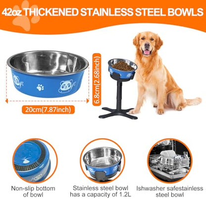 Dog Bowls Elevated Adjustable Stand, Raised Bowl with 3 Heights & Tilted Feeding Stand, Compatible with Various Bowls, for Medium & Large Breeds (with Bowl) Black - color: Elevated Dog Bowls