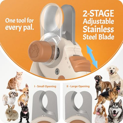 Pawsibility Pet Nail Clipper PRO 2027 - Quick-Vision LED Light | 2-Stage Adjustable Professional Grade Stainless Sharp Blade | Adjustable Magnifier Safety Guard - [for Medium and Large Dogs]