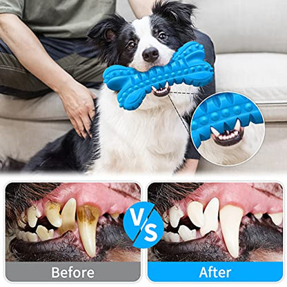 LEGEND SANDY Dog Toys for Aggressive Chewers Large Breed, Durable Dog Bones Squeaky Chew Toy, Nearly Indestructible Dog Toys for Large, Tough Natural Rubber Puppy Chew for Medium Teeth Cleaning - color: Bone-Blue