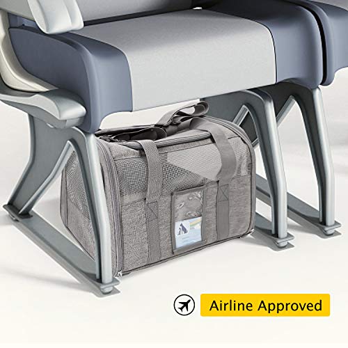Refrze Cat Carrier,Dog Carriers for Small Dogs Medium Cats Pet Carrier up to 15 Lbs, TSA Airline Approved Cat Carrier Soft, Cat Dog Crate Travel Bag,Grey - color: Grey, size: 17.0"L x 12.0"W x 11.0"H