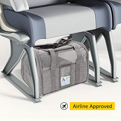 Refrze Cat Carrier,Dog Carriers for Small Dogs Medium Cats Pet Carrier up to 15 Lbs, TSA Airline Approved Cat Carrier Soft, Cat Dog Crate Travel Bag,Grey - color: Grey, size: 17.0"L x 12.0"W x 11.0"H