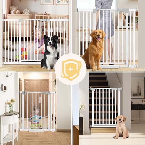 30"-62.5" Extra Wide Baby Gate for Doorways/Hallways,Pressure-Mounted Dog Gate Indoor for Stairs, Auto Close Pet Door for Child/pet Proof Safety, No Need Drilling, White - size: White30''-62.5''Wide
