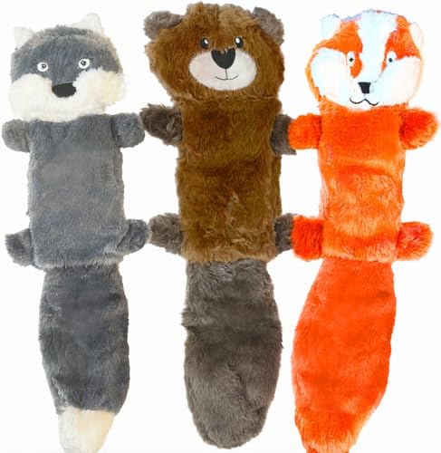 Jalousie 5 Pack Stuffingless Dog Squeaky Toys Dog Toy w/Durable Liner No Stuffing Dog Toy - Dog Toys Crinkle Paper Squeaker Toy for Medium Large Dogs (3 Pack - Squeaky) - color: 3 Pack - Squeaky