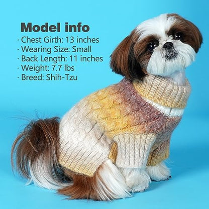 KYEESE Dog Sweater for Small Dogs Thick Cable Knit Dog Turtleneck Knitwear Warm with Sleeves Puppy Sweater Fuzzy, Brown, Small - color: 06# Brown, size: Small (6-9lbs)