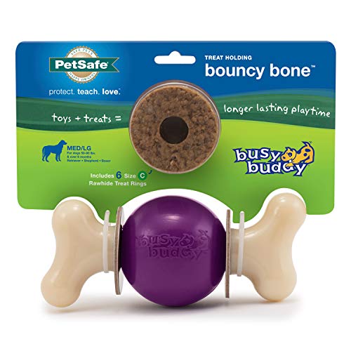 PetSafe Busy Buddy Bouncy Bone, Treat Holding Dog Toy, Medium/Large, Best for Dogs 50-90 Lb.