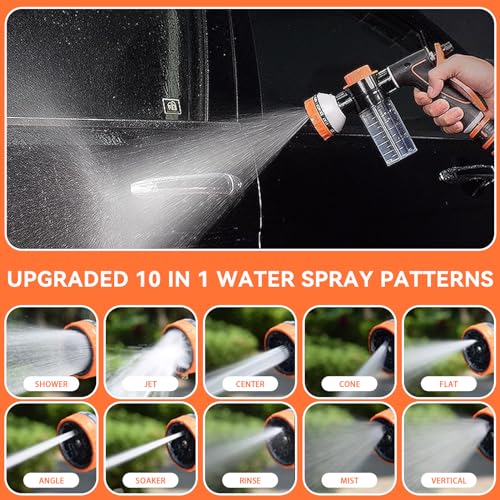 Dog Shower Attachment with Soap Dispenser, Upgraded Dog Wash Hose Attachment for Pet Bathing, High Pressure Foam Sprayer with 10 Spray Modes and Grooming Brush