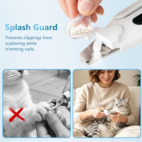 2-in-1 Dog Nail Grinder & Clipper - Quiet Electric Trimmer with Light, 2 Speeds, Rechargeable for Small Medium Large Dogs & Cats | Splash Guard & Safety Lock, Painless Grooming Tool