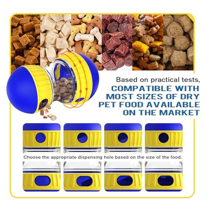 BSISUERM Dog Treat Dispensing Puzzle Toy Adjustable Food Dispenser Slow Feeder Puppy Enrichment Training Rolling Ball Pet Interactive Chase Toys for Small Medium Large Dogs to Keep Them Busy - color: Blue - Single - Standard