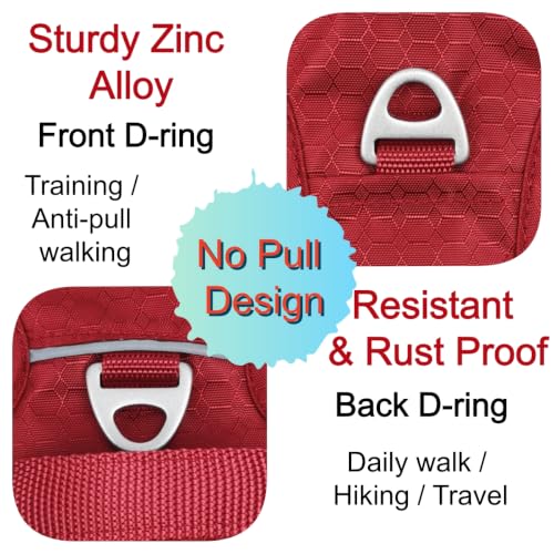 No Pull Dog Harness Front Clip Heavy Duty Reflective Easy Control Handle for Small Medium Large Dog (Red, L) - color: Red, size: L