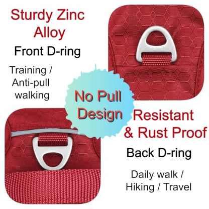 No Pull Front Clip Dog Harness, Heavy Duty 360° Reflective Dog Vest with Dual Zinc Alloy D-Rings, Soft Padded Harness with Control Handle for Small Medium Large Dogs (Red, M) - color: Red, size: M