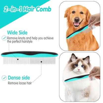 VIWIK 2 in 1 Dog Nail Trimmers with LED Light for Bloodline, Dog Comb, Dog Nail Clippers with Quick Sensor & Safety Guard to Avoid Overcutting, Cat Puppy Claw Clipper for Grooming with Nail File Blue - color: Black+Aqua