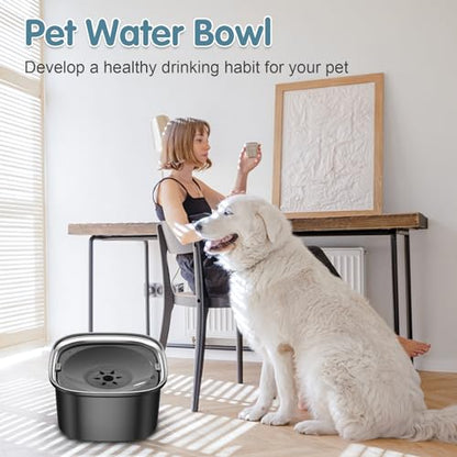 UPSKY 3L Dog Water Bowl 101oz Stainless Steel No Spill Large Capacity Dog Food Water Bowl Slow Water Feeder, Spill Proof Pet Water Dispenser Vehicle Carried Travel Water Bowls - color: C-Black