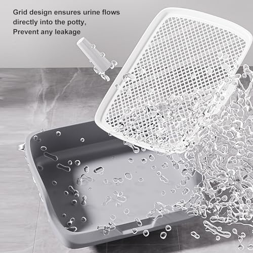 Indoor Dog Potty Tray Portable Multifunctional Pet Mesh Training Pad with Splashs Wall for Small Medium Animal 21.26x17.72x5.12in (Gray)