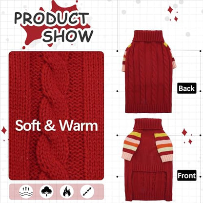 XSmall Dog Sweaters - Stretchy Turtleneck Pullover for Small Dogs, Girls & Boys - color: Red, size: X-Small
