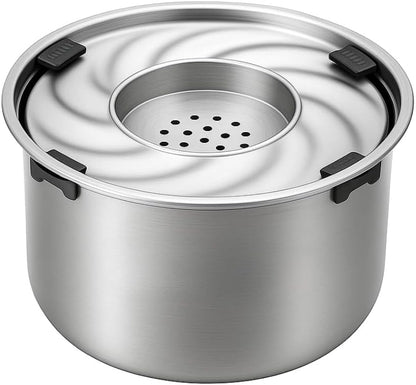 Large Stainless Steel Slow Feeder Dog Bowl with Lid – 198oz/5.6L No Spill Water Dispenser – Slobber Stopper for Healthy Slow Drinking – Non-Slip Pet Bowl for Travel, Kennels and Crates - size: 198 oz (5.6 L)