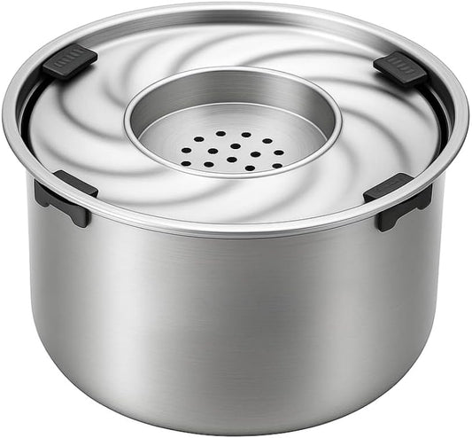 Large Stainless Steel Slow Feeder Dog Bowl with Lid – 198oz/5.6L No Spill Water Dispenser – Slobber Stopper for Healthy Slow Drinking – Non-Slip Pet Bowl for Travel, Kennels and Crates - size: 198 oz (5.6 L)