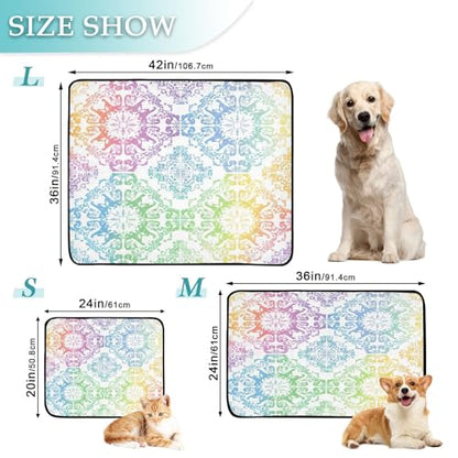 Qilmy Mandala Pet Mat, Waterproof Reusable Dog Training Pad Anti-Slip Pet Creat Pad for Small Medium Large Dogs and Cats - size: Smallx3
