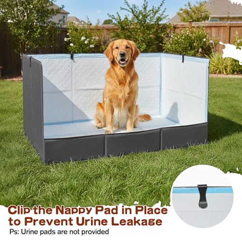 Foldable Dog Litter Box with High Walls, Waterproof Indoor Dog Potty Tray with 4-Inch Baffle, 33.5"×23.6"×15.9" Dogs Pee Pad Holder for Puppies Small and Medium Dogs