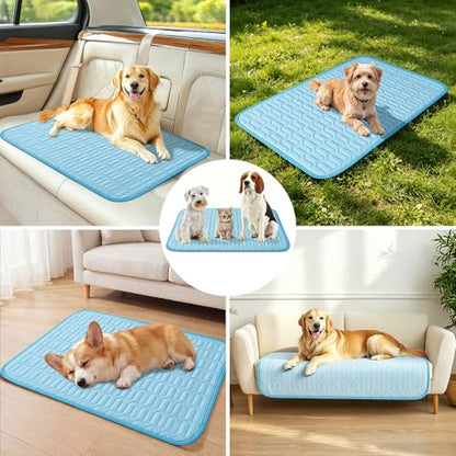 Quimoy Dog Cooling Mat 28"x20",Waterproof Pet Cooling Pad | Dog Cooling Pad with Chill Cold Fiber(Q-Max>0.4), Non-Slip Washable Summer Coolings Mat for Small Dogs Cats - size: 28”x20”