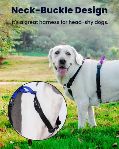 Non-Restrictive Dog Harness, Neck Buckle Design, Easy Walk Freedom No Pull Harness, Keep Balance, Six Points Adjustment, for Large Dogs Chest(25-35 inches) Red/Black - color: Red/Black, size: L