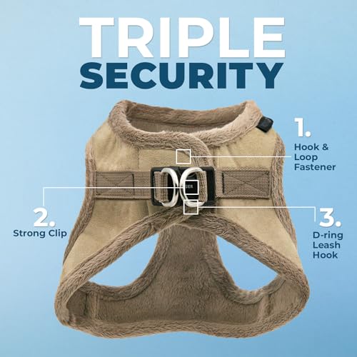 Best Pet Supplies Voyager Step-in Plush Dog Harness - Soft, Step in Vest Harness and Reflective Dog 5 ft Leash Combo with Neoprene Handle for Small and Medium Dogs, M (Chest: 16-18') - color: Harness Leash Set (Latte Suede), size: M (Chest: 16 - 18")