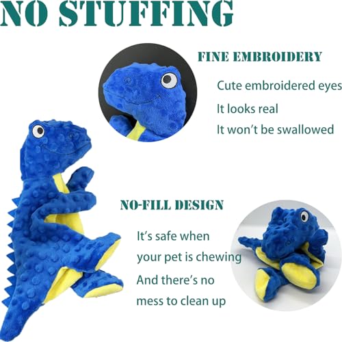 No Stuffing Dog Toys for Aggressive Chewers, Squeaky Wrinkled Toys, Durable Dog Chew Toys, Soft and Tough Plush Toys, Suitable for All Breeds of Dogs. (Dinosaur (Red)) - color: Dinosaur (Red)