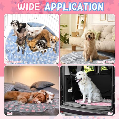 Hahafelt 4 Pcs Round Whelping Pee Pads Washable for Dogs Waterproof Pet Training Mats Reusable Puppy Whelping Pads Non Slip Cat Dog Bed Mat for Crate Kennel(Large Star,55 Inches) - size: 55 Inches