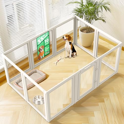 FXW AuraSpace Acrylic Indoor Dog Playpen for Medium Dogs, 35 Inch, 10 Panels, White - color: White, size: 35"H