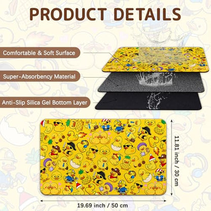 Dog Food Mat for Bowls, Absorbent Quick Dry Dog Cat Mats for Food and Water, Non-Slip Backing Pet Mat Pet Supplies - Duck Pattern - color: Duck1